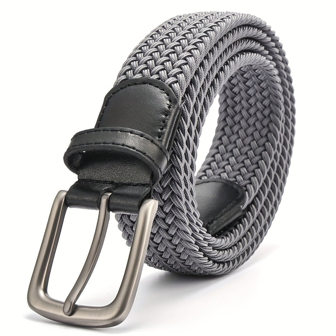 Męski pasek pleciony z kwadratową klamrą-Accessories for Men-Olave