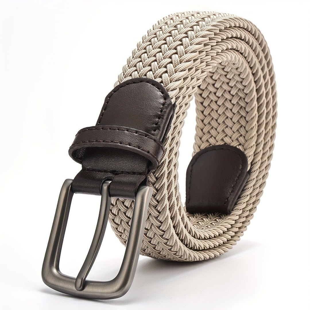 Męski pasek pleciony z kwadratową klamrą-Accessories for Men-Olave