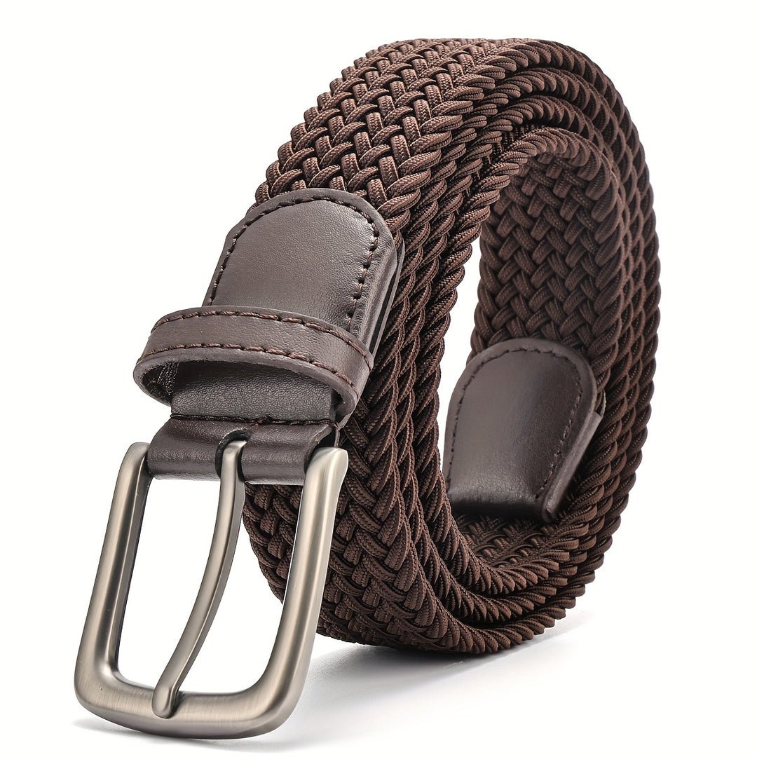 Męski pasek pleciony z kwadratową klamrą-Accessories for Men-Olave