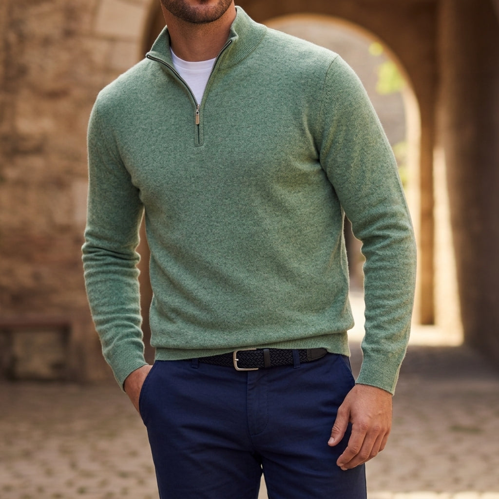 Męski sweter dzianinowy z zamkiem pod szyją-Sweaters for men-Olave