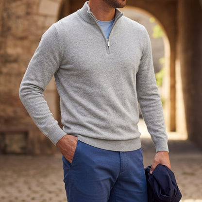 Męski sweter dzianinowy z zamkiem pod szyją-Sweaters for men-Olave