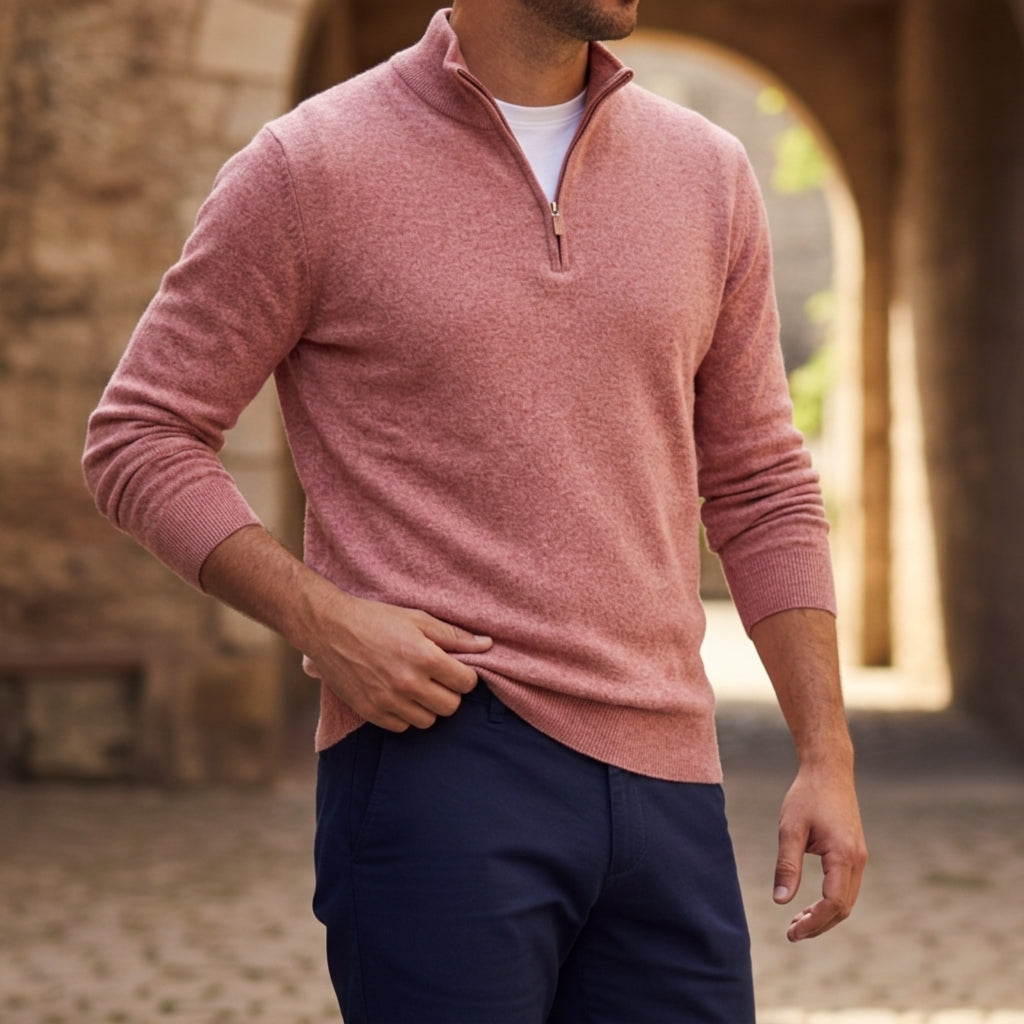 Męski sweter dzianinowy z zamkiem pod szyją-Sweaters for men-Olave