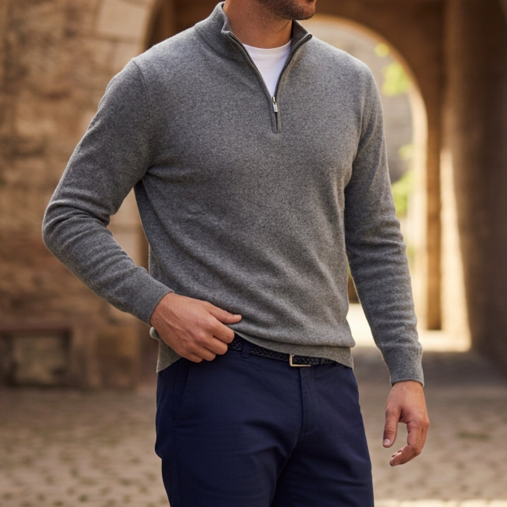 Męski sweter dzianinowy z zamkiem pod szyją-Sweaters for men-Olave