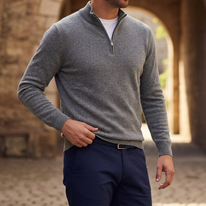 Męski sweter dzianinowy z zamkiem pod szyją-Sweaters for men-Olave
