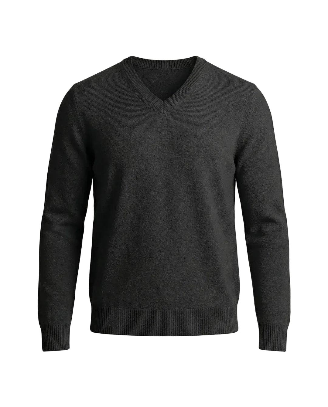 Męski sweter z długim rękawem, dekoltem w kształcie litery V i prostą formą-Sweaters for Men-Olave