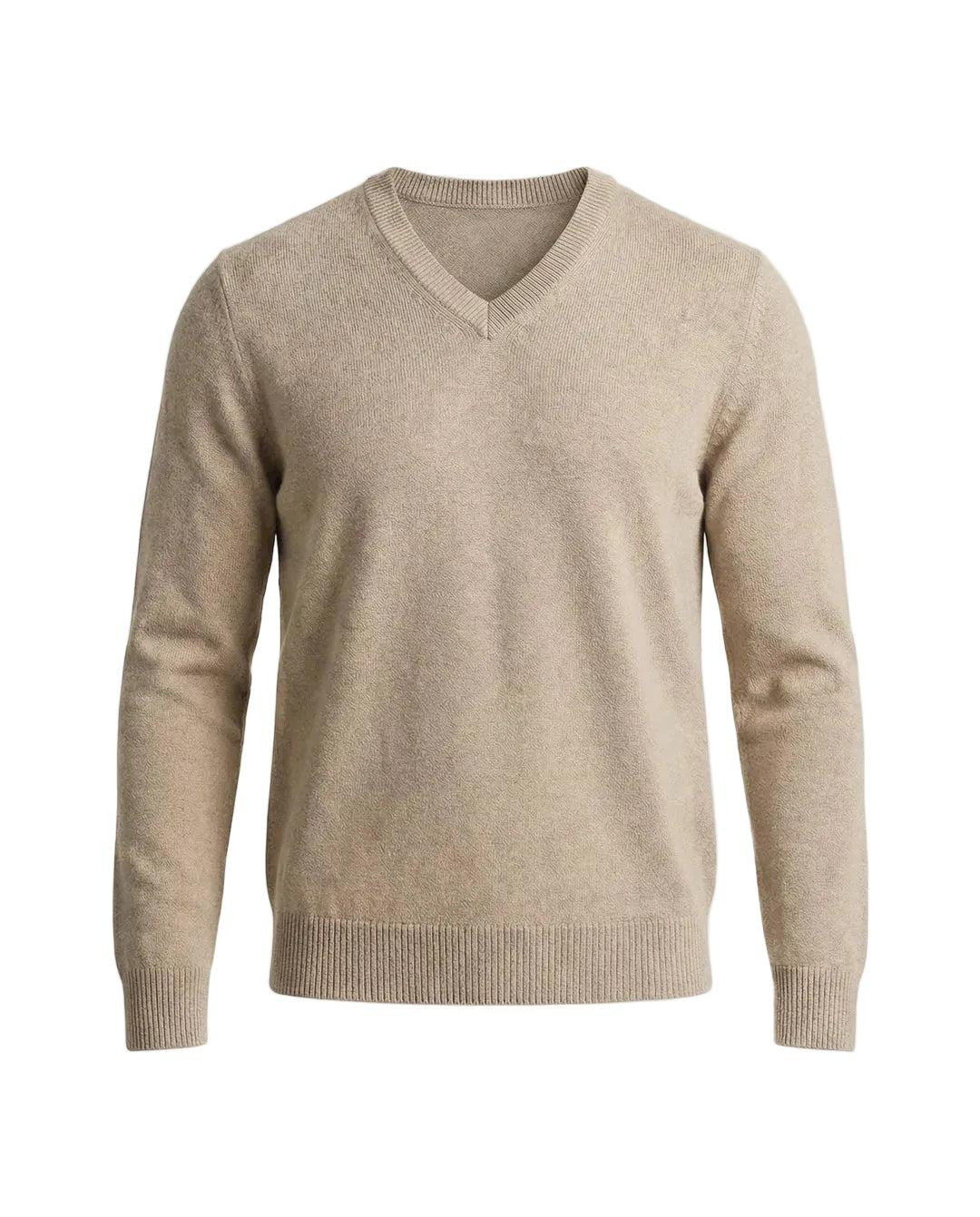Męski sweter z długim rękawem, dekoltem w kształcie litery V i prostą formą-Sweaters for Men-Olave