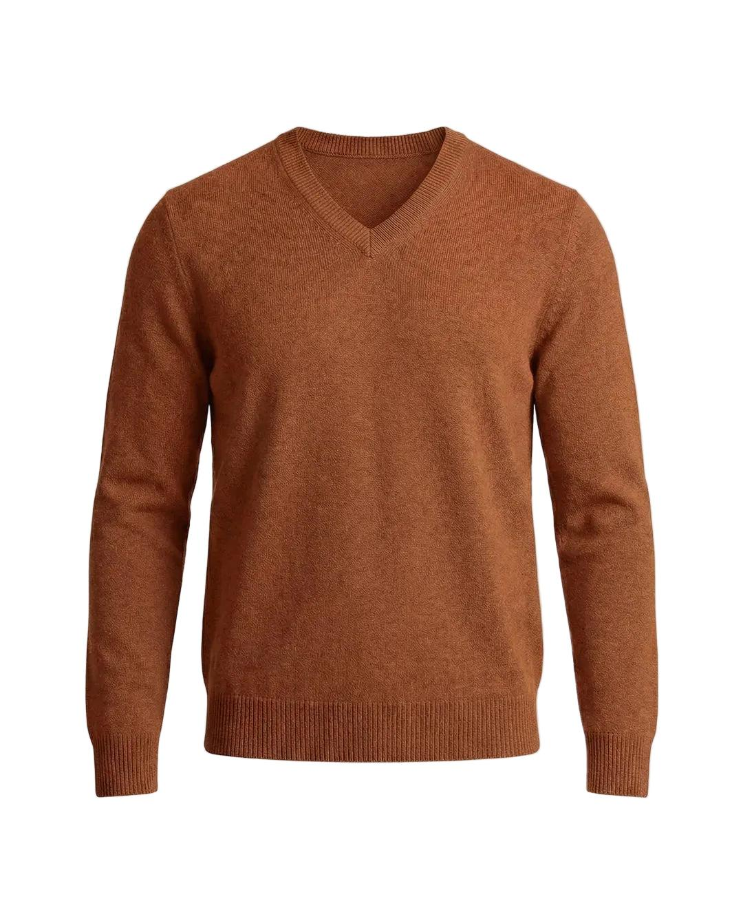 Męski sweter z długim rękawem, dekoltem w kształcie litery V i prostą formą-Sweaters for Men-Olave