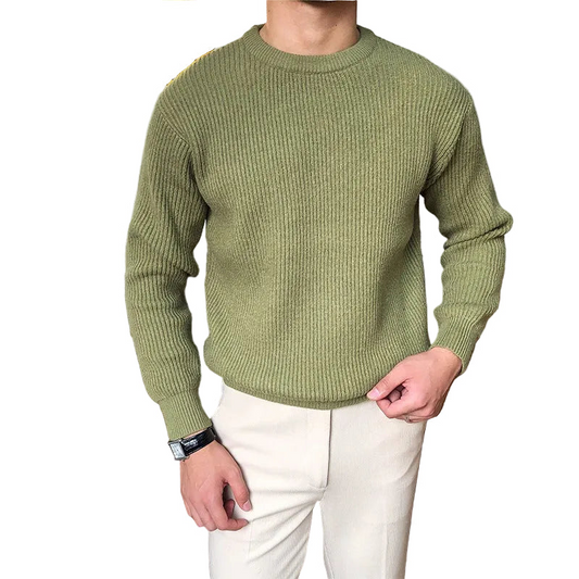 Męski sweter z długim rękawem z okrągłym dekoltem i dopasowanym krojem-Sweaters for Men-Olave