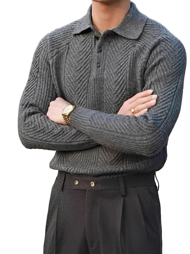 Męski sweter z długim rękawem z teksturowanej dzianiny