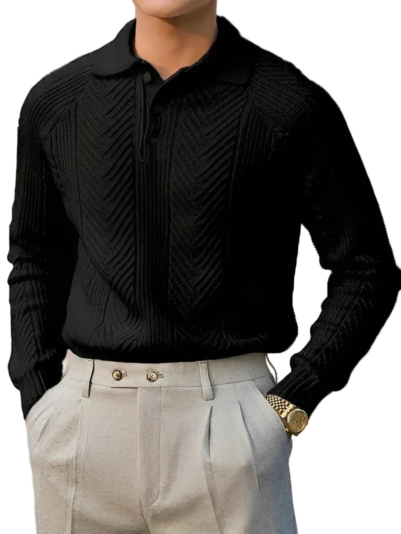 Męski sweter z długim rękawem z teksturowanej dzianiny