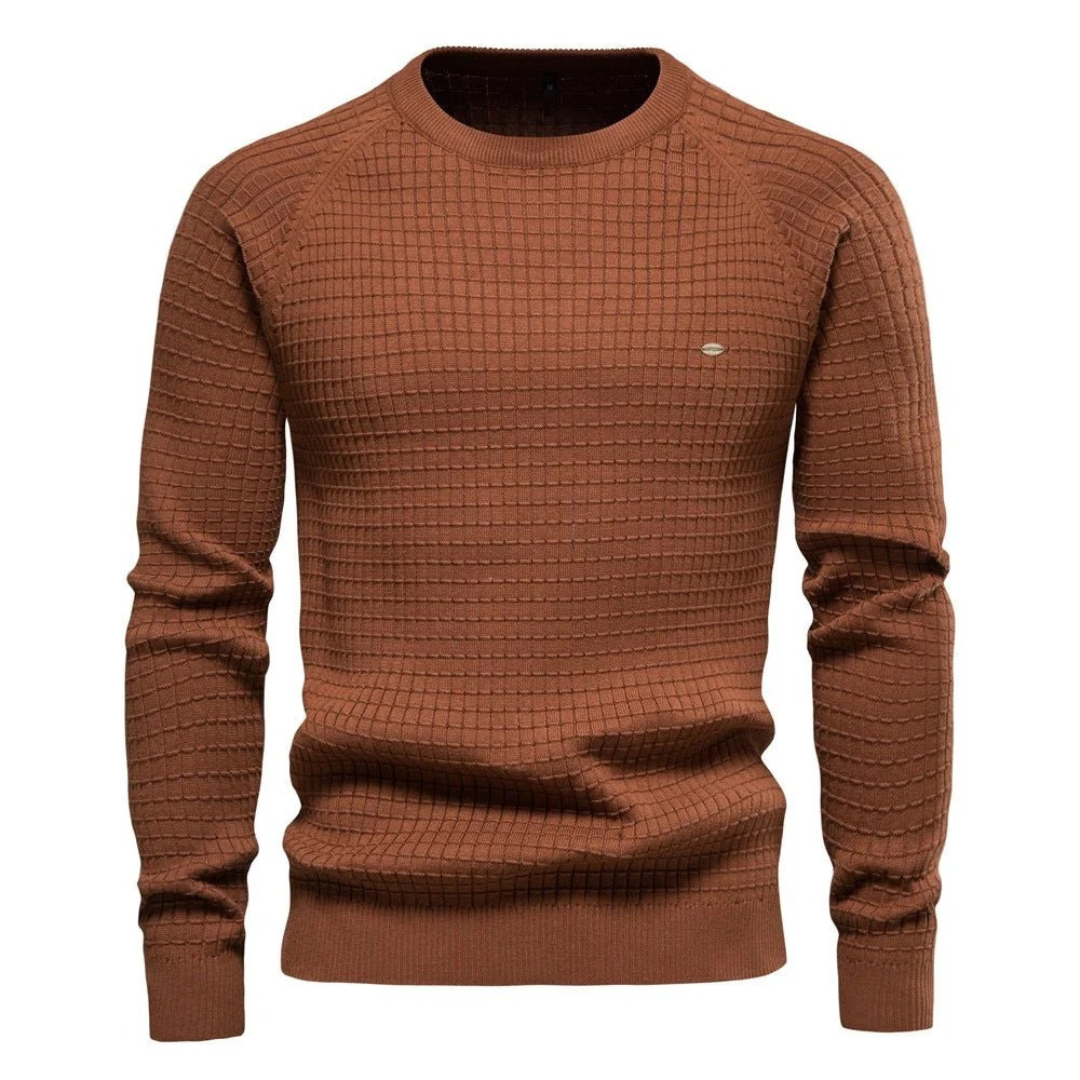 Męski sweter z dzianiny o fakturze kratki-Sweaters for men-Olave