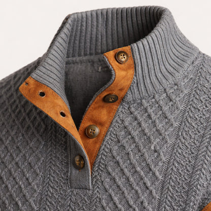 Męski sweter z warkoczowym splotem i zapięciem na guziki-Sweaters for men-Olave
