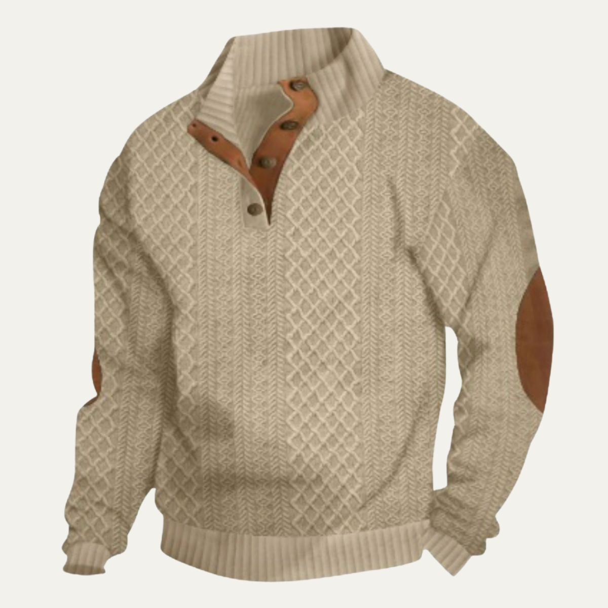 Męski sweter z warkoczowym splotem i zapięciem na guziki-Sweaters for men-Olave