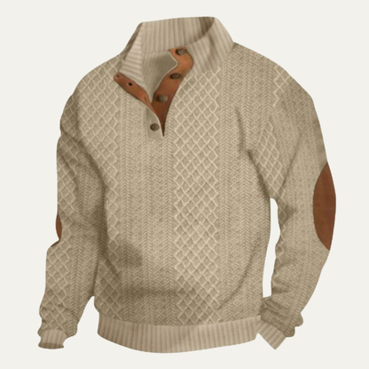 Męski sweter z warkoczowym splotem i zapięciem na guziki-Sweaters for men-Olave