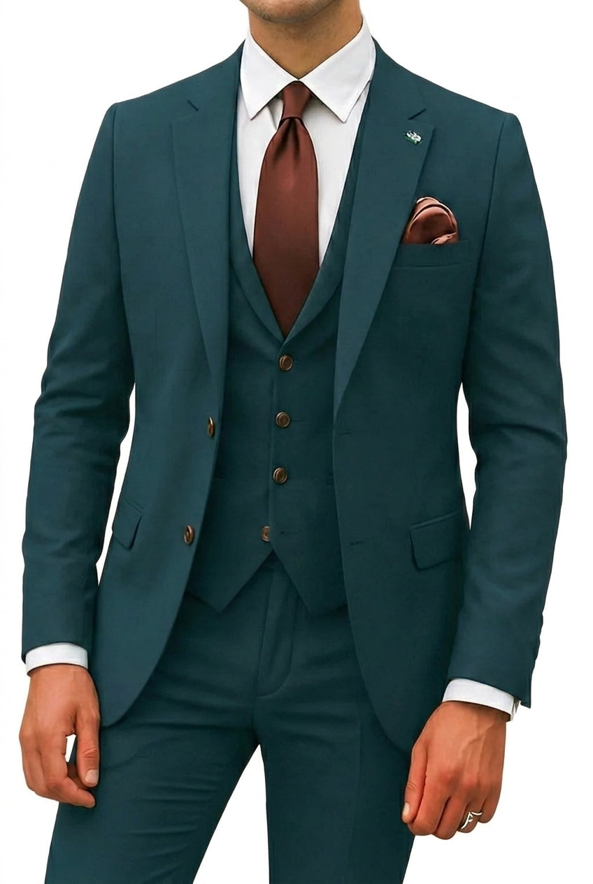 Męski trzyczęściowy garnitur z marynarką, kamizelką i spodniami-Sets for Men-Olave