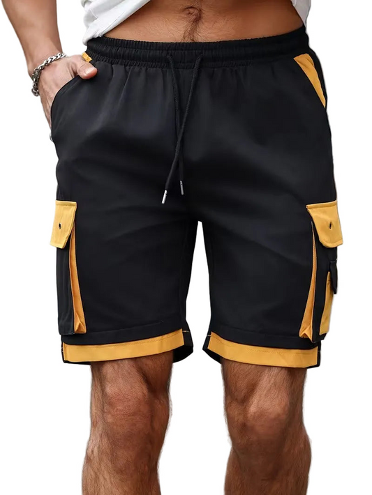 Męskie Szorty Cargo Z Sznurowanym Pasem-Shorts For Men-Olave
