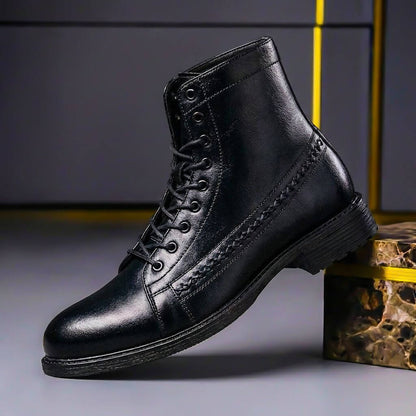 Męskie botki sznurowane z plecionym detalem z boku-Footwear for men-Olave