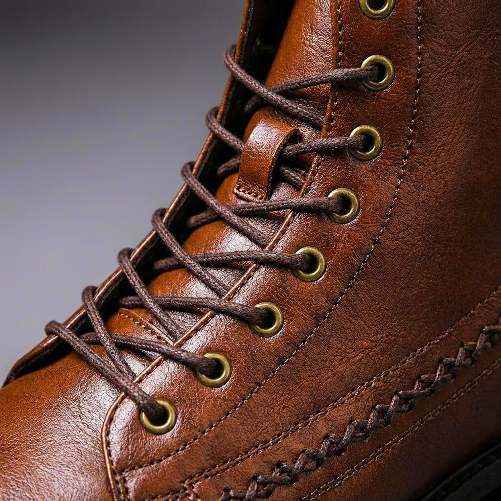 Męskie botki sznurowane z plecionym detalem z boku-Footwear for men-Olave