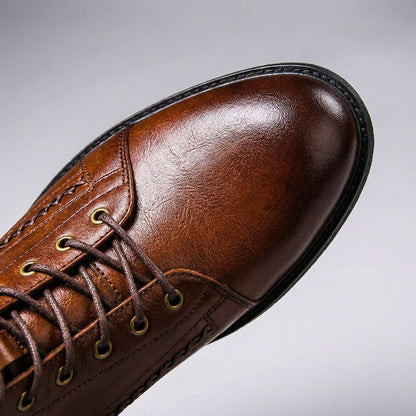 Męskie botki sznurowane z plecionym detalem z boku-Footwear for men-Olave
