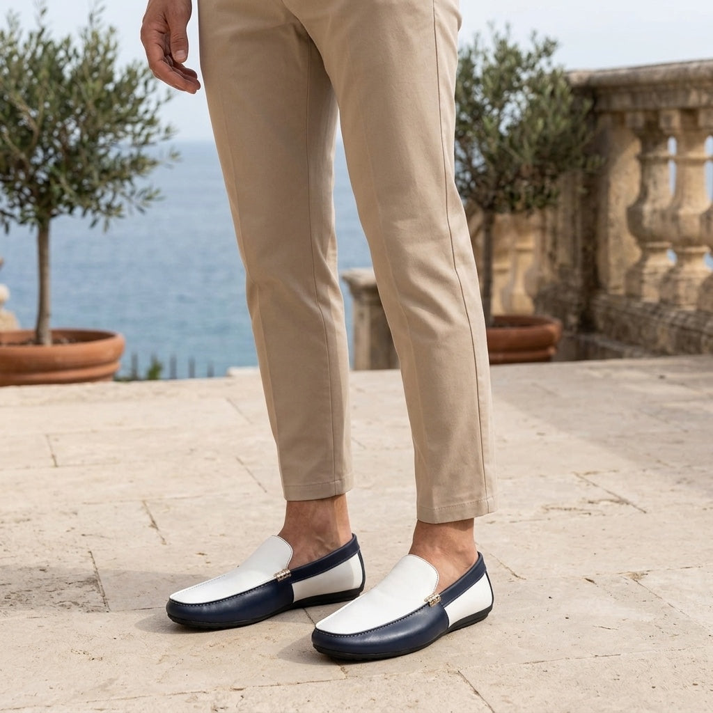 Męskie dwukolorowe mokasyny wsuwane-Footwear for men-Olave