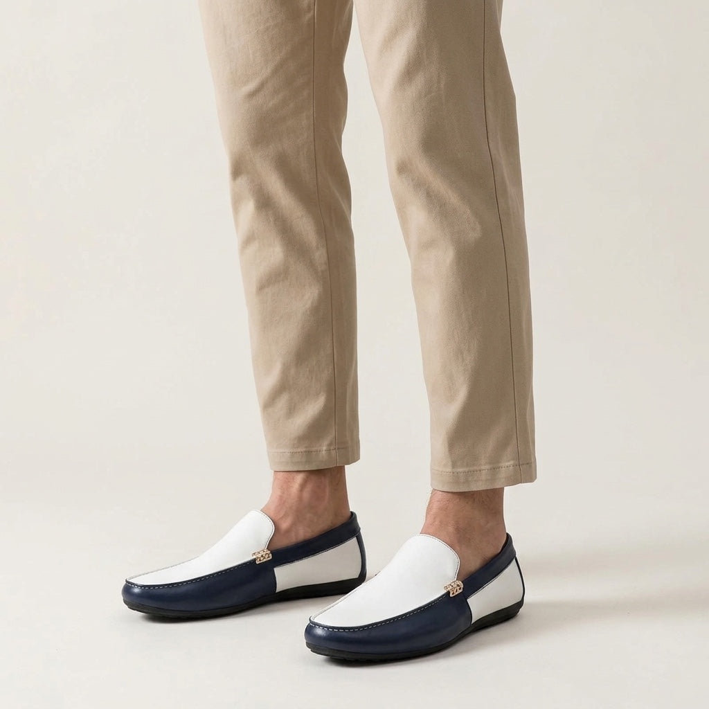 Męskie dwukolorowe mokasyny wsuwane-Footwear for men-Olave