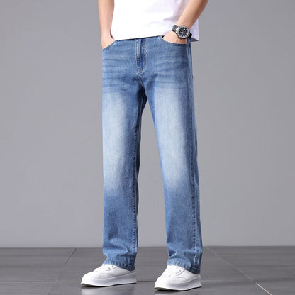 Męskie jeansy o luźnym kroju z prostymi nogawkami-Pants for Men-Olave