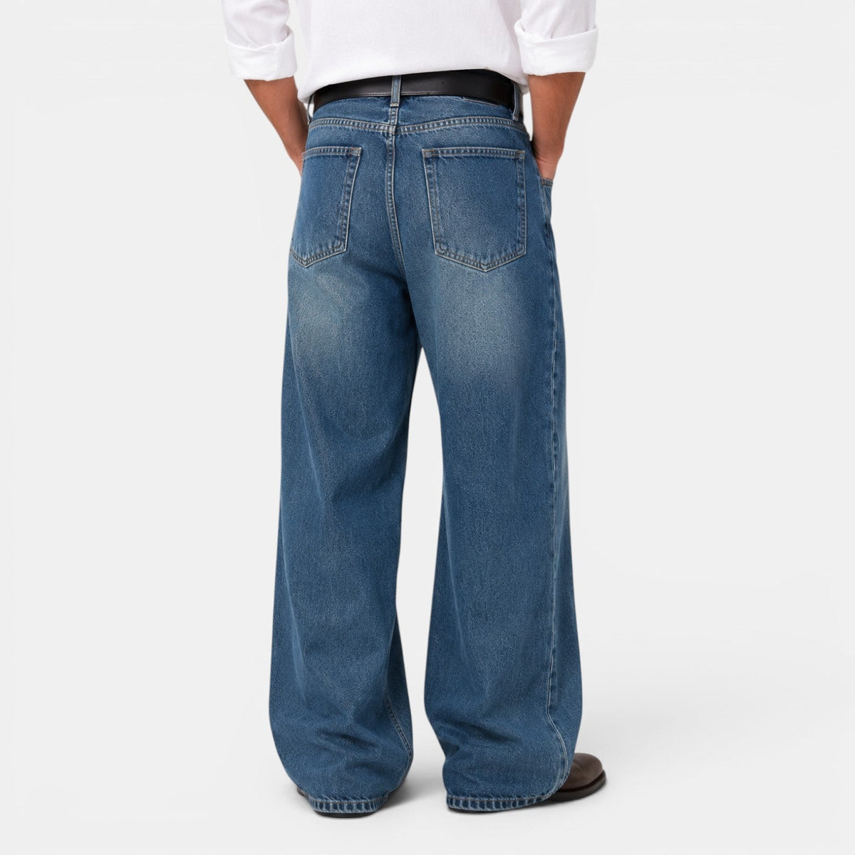 Męskie jeansy retro z szerokimi nogawkami-Pants for Men-Olave
