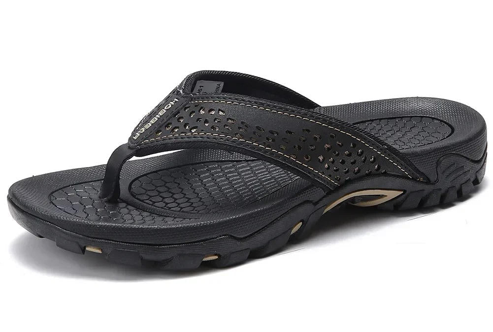 Męskie klapki japonki z perforowanym paskiem-Footwear for men-Olave