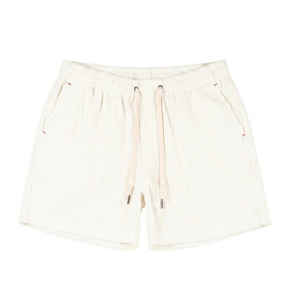 Męskie krótkie spodenki z elastycznym pasem i sznurkiem oraz bocznymi kieszeniami-Shorts for men-Olave