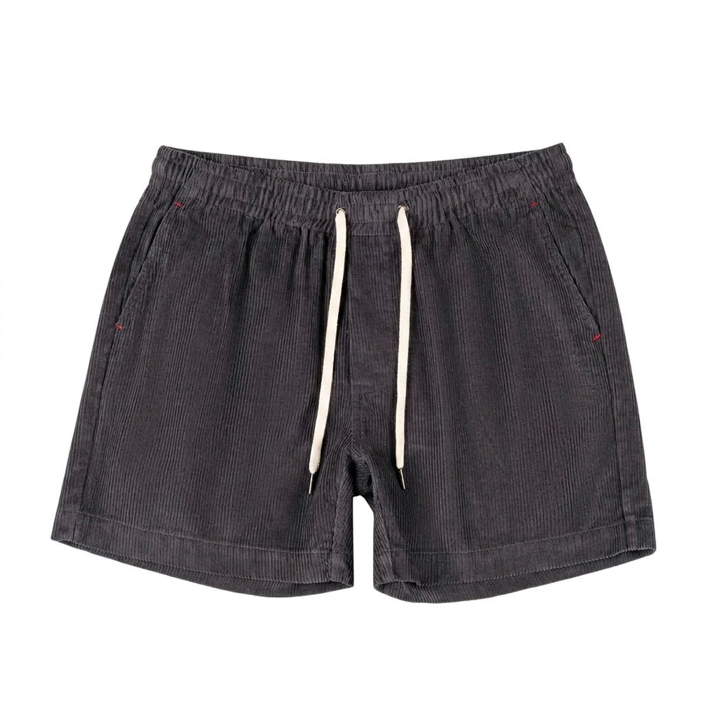 Męskie krótkie spodenki z elastycznym pasem i sznurkiem oraz bocznymi kieszeniami-Shorts for men-Olave