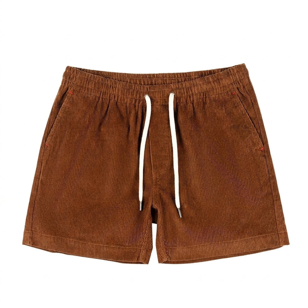 Męskie krótkie spodenki z elastycznym pasem i sznurkiem oraz bocznymi kieszeniami-Shorts for men-Olave