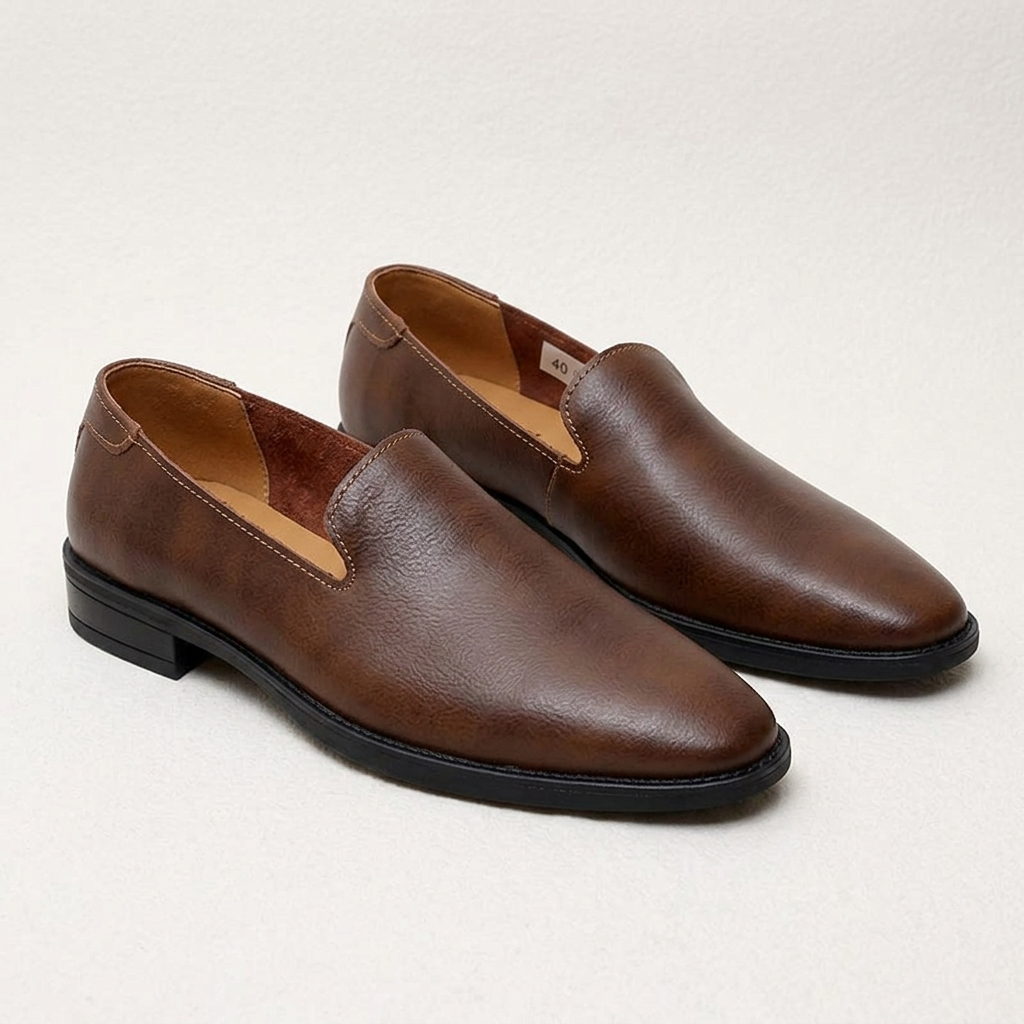 Męskie mokasyny wsuwane o fakturowanym wykończeniu-Footwear for men-Olave