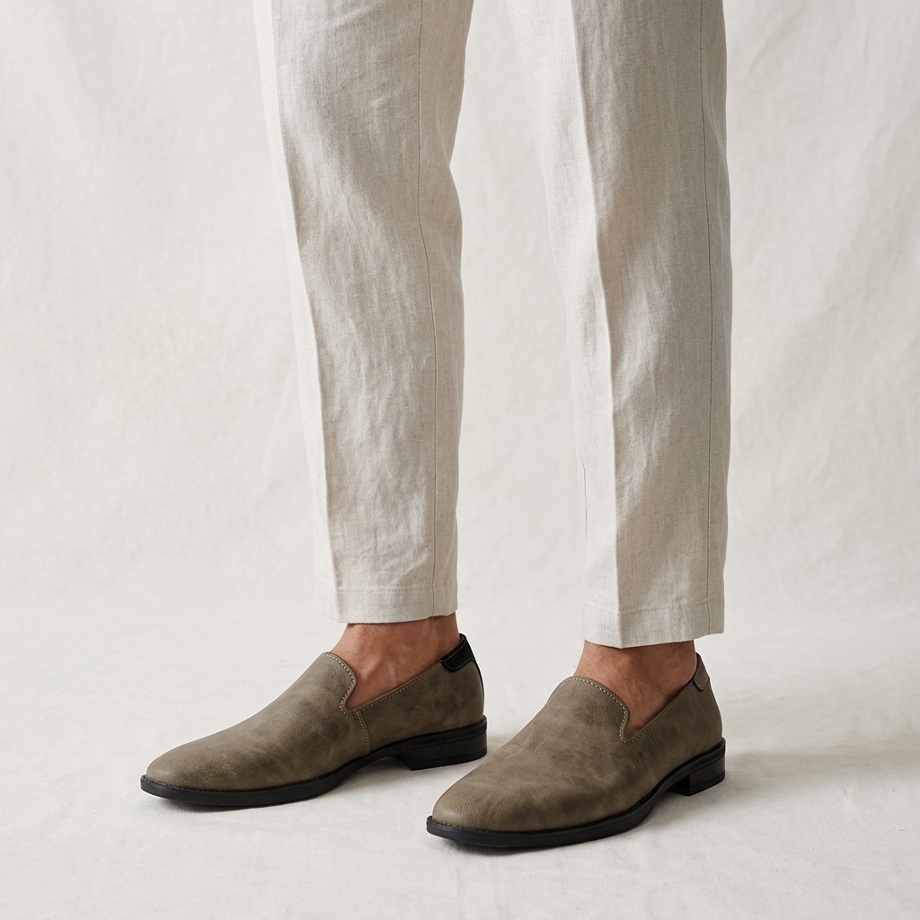 Męskie mokasyny wsuwane o fakturowanym wykończeniu-Footwear for men-Olave