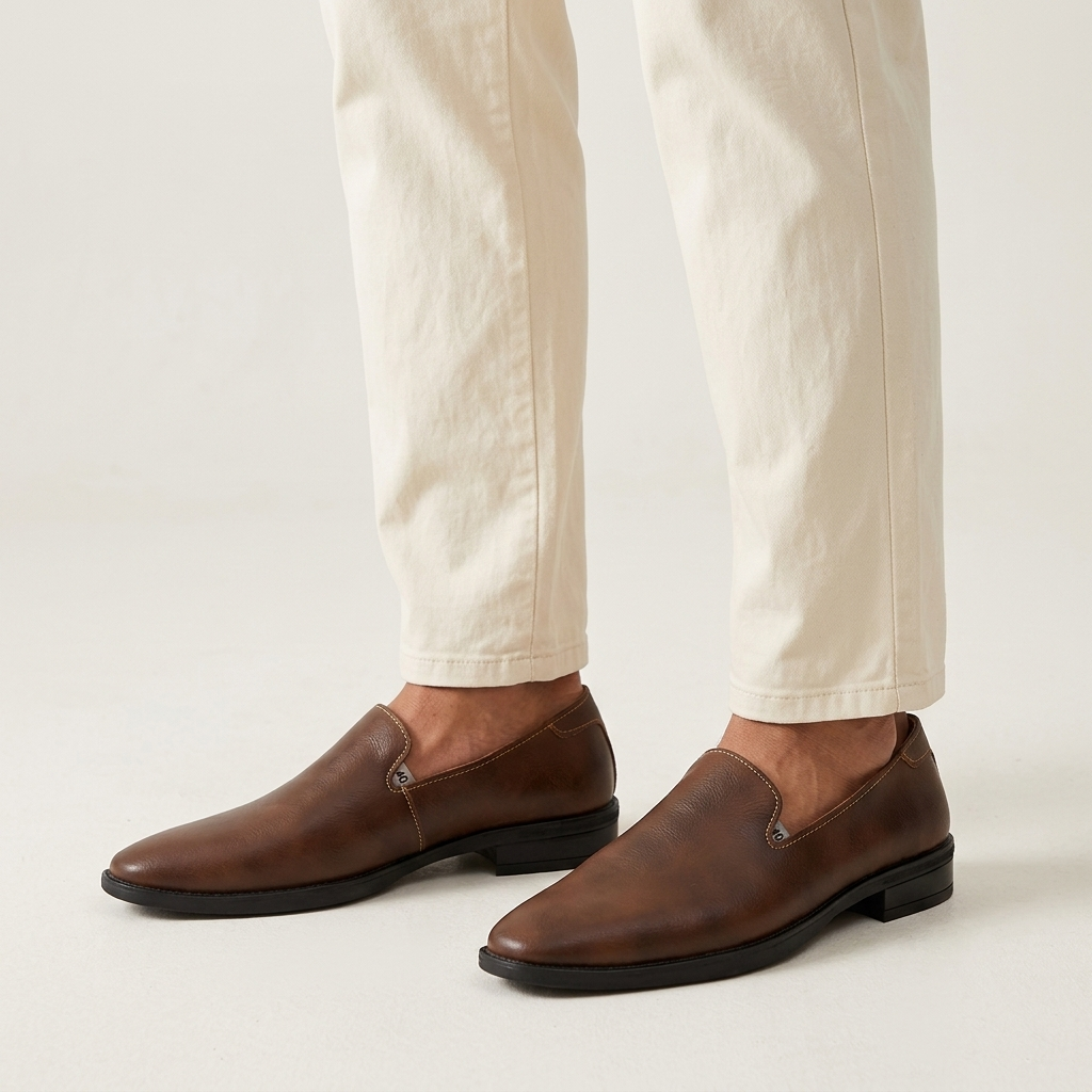 Męskie mokasyny wsuwane o fakturowanym wykończeniu-Footwear for men-Olave