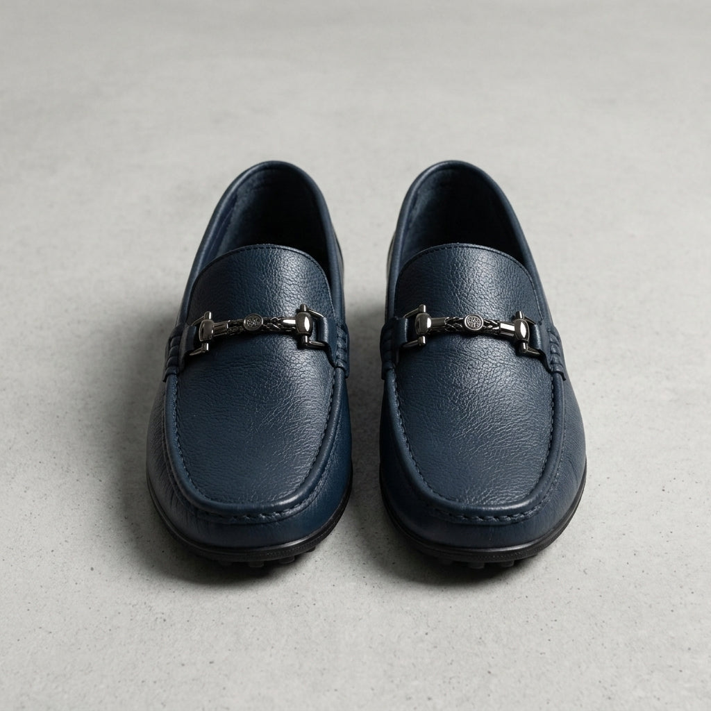 Męskie mokasyny z metalową ozdobą-Footwear for men-Olave