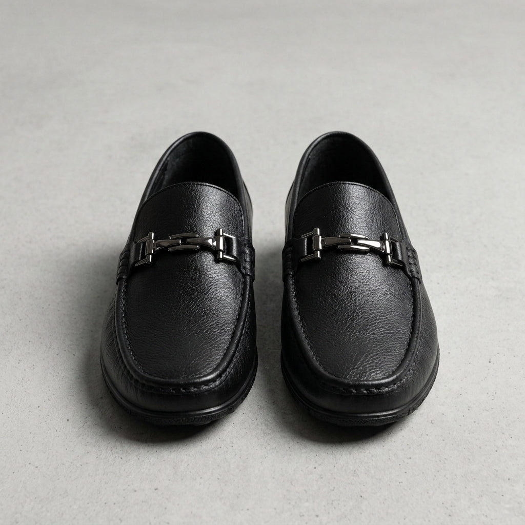 Męskie mokasyny z metalową ozdobą-Footwear for men-Olave