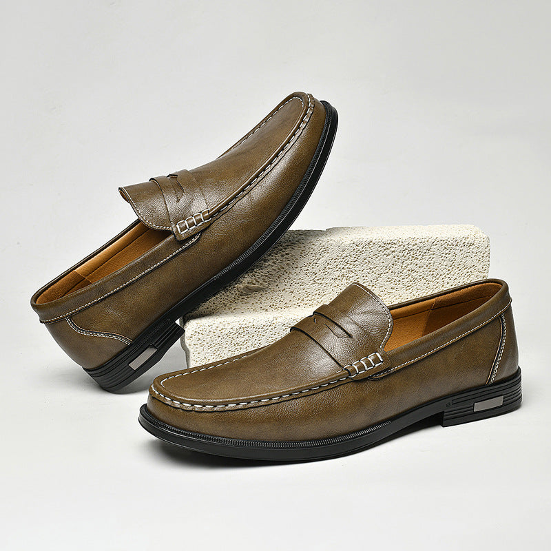 Męskie mokasyny z przeszyciami typu moc-toe-Footwear for men-Olave