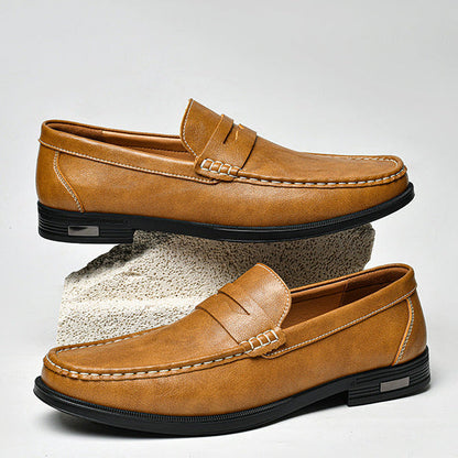 Męskie mokasyny z przeszyciami typu moc-toe-Footwear for men-Olave