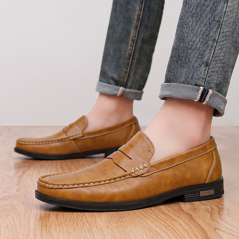 Męskie mokasyny z przeszyciami typu moc-toe-Footwear for men-Olave
