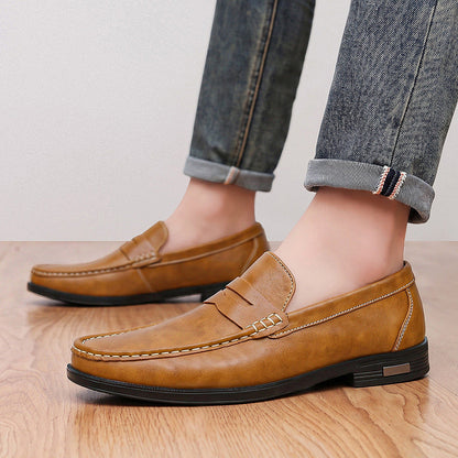 Męskie mokasyny z przeszyciami typu moc-toe-Footwear for men-Olave