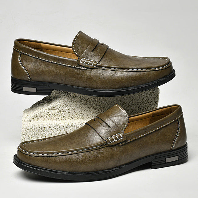 Męskie mokasyny z przeszyciami typu moc-toe-Footwear for men-Olave