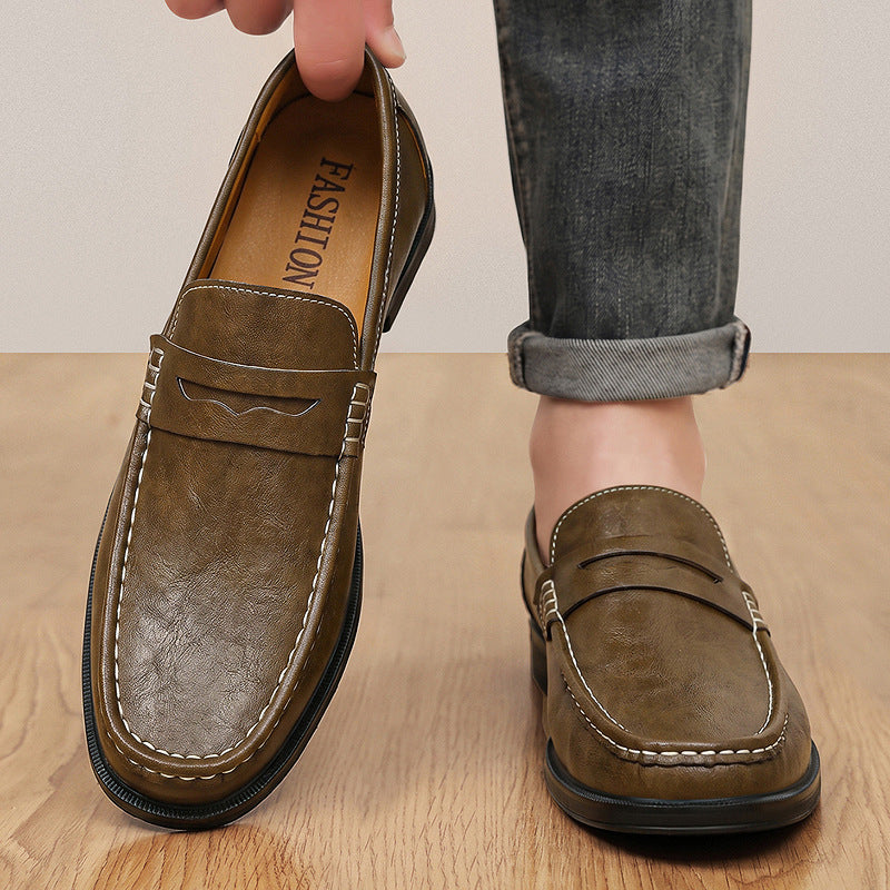 Męskie mokasyny z przeszyciami typu moc-toe-Footwear for men-Olave
