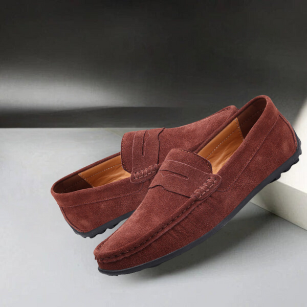Męskie mokasyny zamszowe typu penny loafers-Footwear for men-Olave
