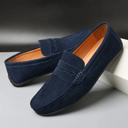 Męskie mokasyny zamszowe typu penny loafers-Footwear for men-Olave