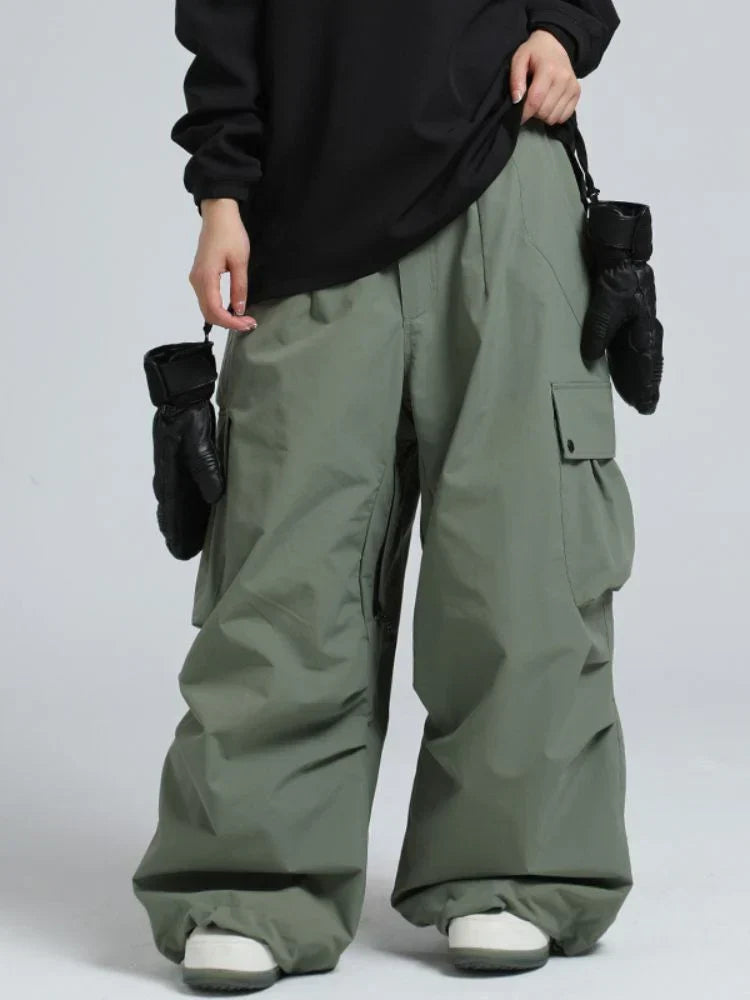 Męskie spodnie cargo typu baggy z elastycznym pasem-Pants for Men-Olave