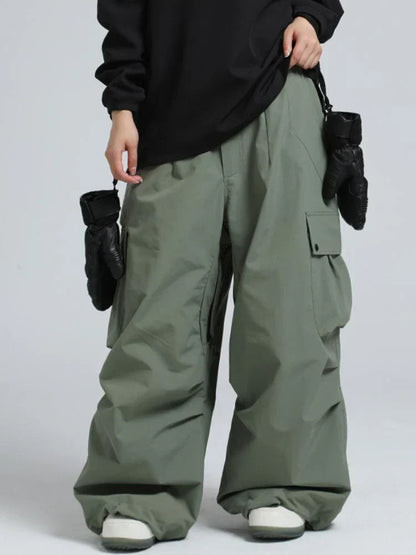 Męskie spodnie cargo typu baggy z elastycznym pasem-Pants for Men-Olave