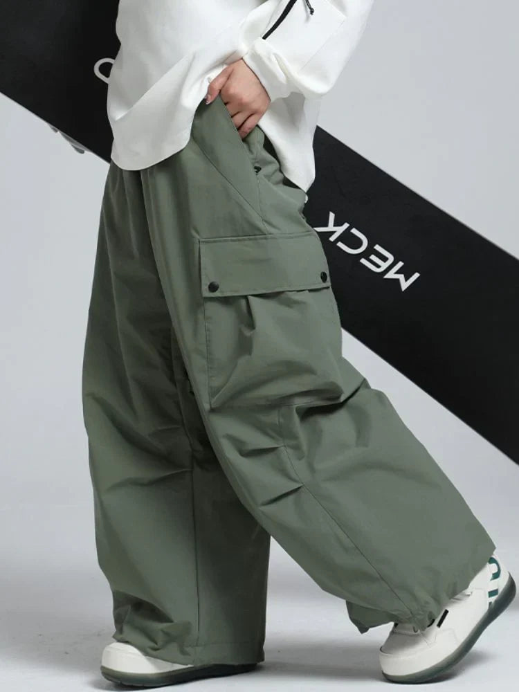 Męskie spodnie cargo typu baggy z elastycznym pasem-Pants for Men-Olave