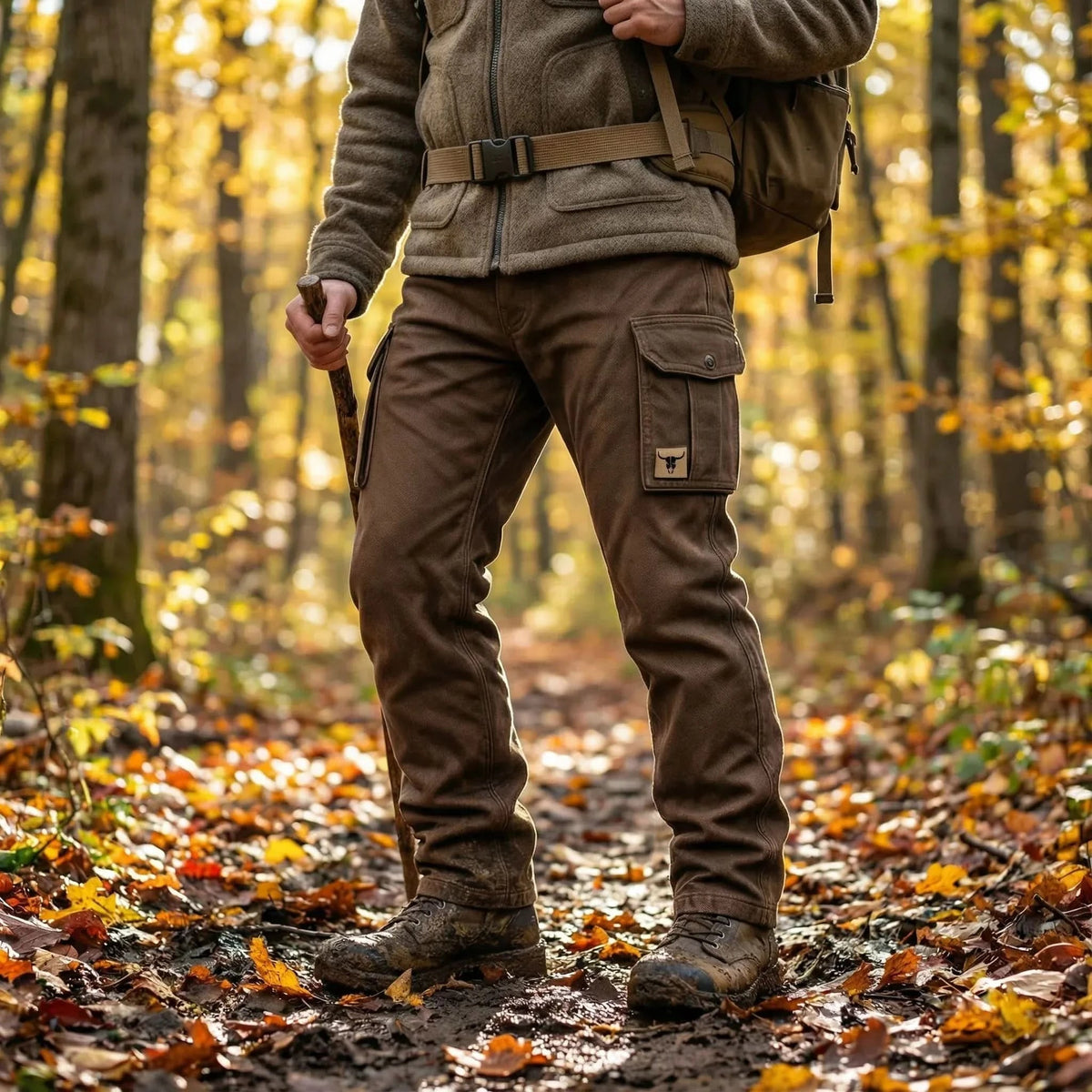 Męskie spodnie cargo typu utility z paskiem-Pants for Men-Olave