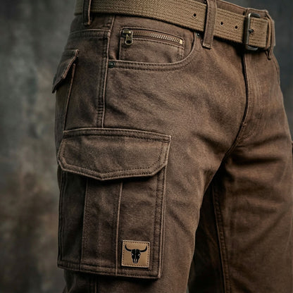 Męskie spodnie cargo typu utility z paskiem-Pants for Men-Olave