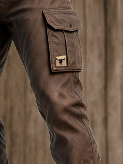 Męskie spodnie cargo typu utility z paskiem-Pants for Men-Olave